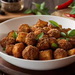 a plate topped with meatballs covered in greens