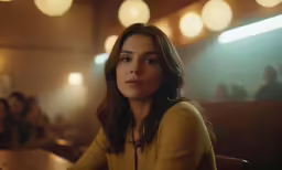 an image of woman at a restaurant sitting in front of the table