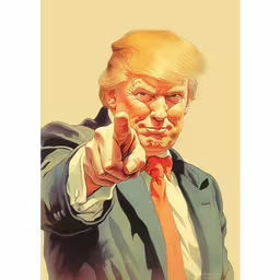 a man pointing his finger toward the camera,an illustration of a man dressed in a suit pointing something