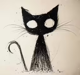 a black cat with big eyes is shown
