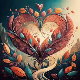 a painting of a heart with an abstract design