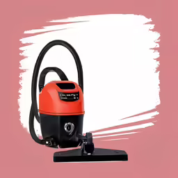 an orange and black floor cleaner with dustbin