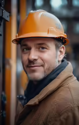 the man in a hardhat is smiling for the camera