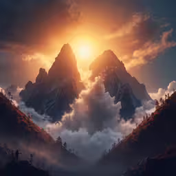 a sunset on some mountains is just something out of this world