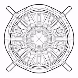 a drawing of a ship wheel,a drawing of a boat steering wheel with the center wheel facing upwards,a drawing of a sea turtle