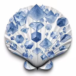 blue and white fan shaped paper sculpture on white surface