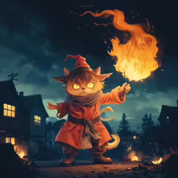 an animal standing on fire with its legs wrapped in fire