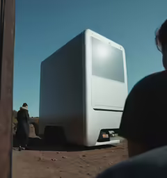 a man looks at a computer on the ground