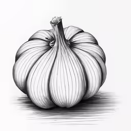 a onion illustration on a white paper with a drawing effect