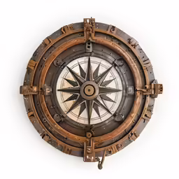 a wall mounted ship compass sitting on top of a white wall