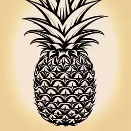 the silhouette of a pineapple sits against a yellow background