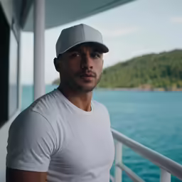 a man wearing a hat looking off into the distance