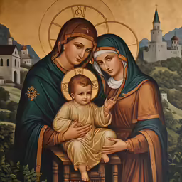 an icon of the virgin mary and baby jesus