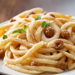 a plate of spaghetti on a table