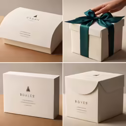 the side and top views of the box, with a ribbon around the box