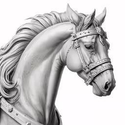 a drawing of a horse head in pencil