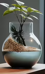 a plant is sitting in the center of a round bowl