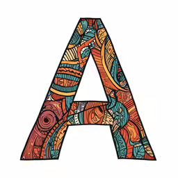 an ornate capital letter with a variety of designs on it