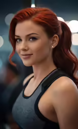 redhead hair woman looking away from camera