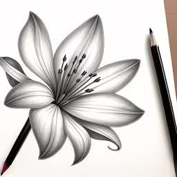 pencil drawing of a flower on paper with markers,this is an image of a flower drawing