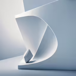 a curved sculpture with the inside surface open