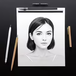 a drawing is set on top of a piece of paper