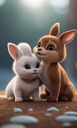 an image of two small rabbits standing side by side