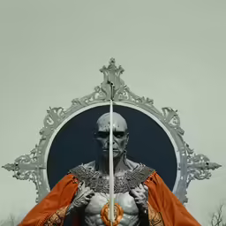 a statue is dressed as a glad prince