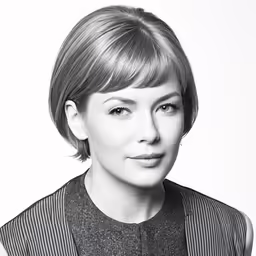 black and white portrait of woman with short hair