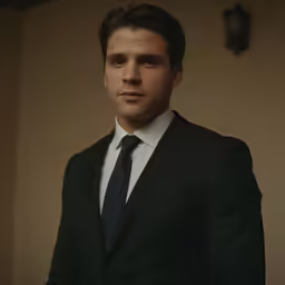 a man wearing a suit and tie poses for a photo