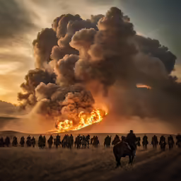 a group of people riding on top of horses