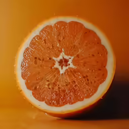 an orange that has been cut in half