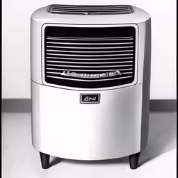 a white mini - sized air cooler is shown against a wall