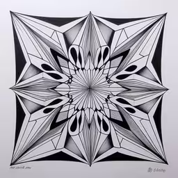 an ink drawing is shown of a star in the middle