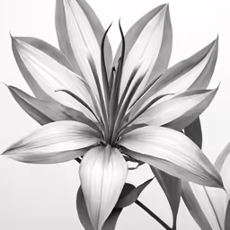 a black and white photo of flowers that appear to be on display