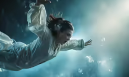 a young woman is performing a water - themed underwater pose