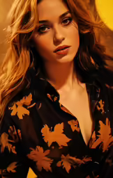 a young woman wearing black and orange