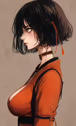 an animated anime character with a red sweater on