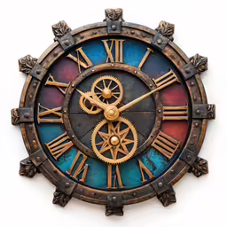 a clock with a mechanical mechanism showing how many hours go around