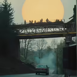 a truck that is traveling down a road