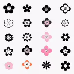 a bunch of flowers with dots on the petals,different flowers are seen on the wall