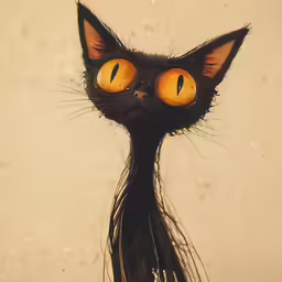 there is a black cat with long hair on it