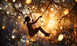 the girl is swinging down in the air