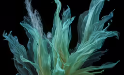 a close up of green flower with water