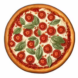 this is an oil painting on canvas of a pizza