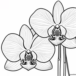 a large flower with white flowers in black and white,a black and white photo of some flowers,two large flowers on the stem of a plant,an image of flower coloring pages,an image of flowers that are on a stem