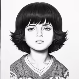 the woman is drawn in a pencil drawing technique