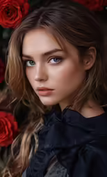 the young woman with blue eyes is posing for a photo