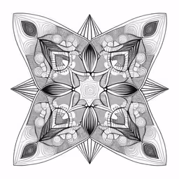 a stylized pattern consisting of an image of a circular figure,a black and white intricately detailed star design greeting card