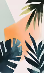 a painting that looks like it is painted with tropical leaves